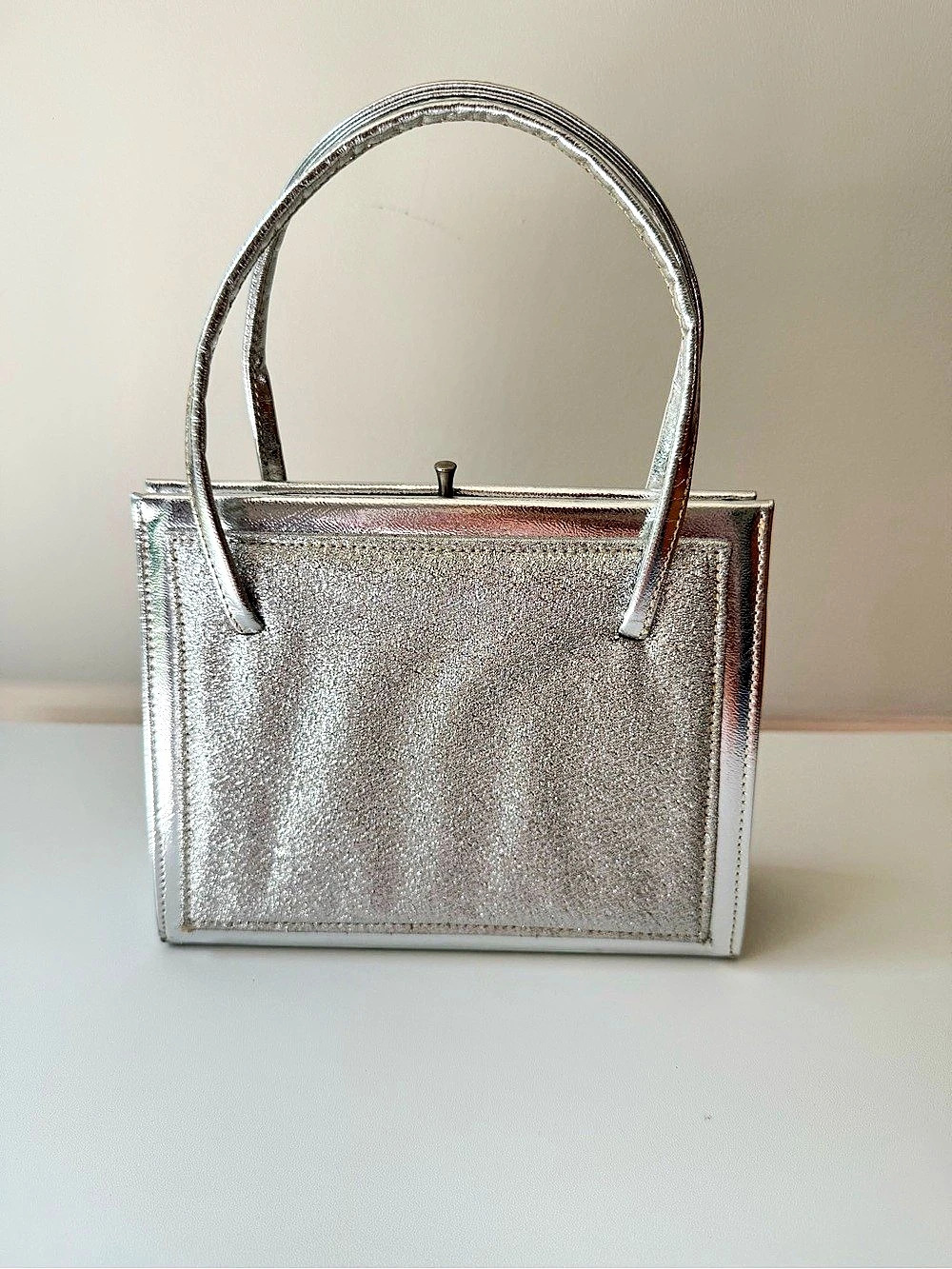 Metallic Silver Structured mini Tote